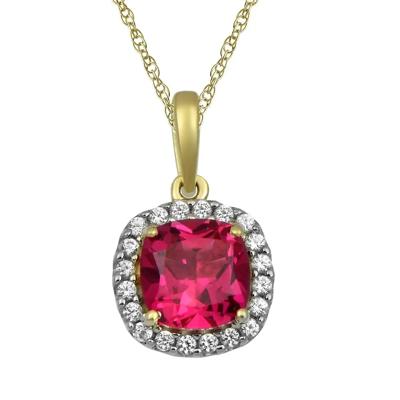Lab Created Ruby & White Sapphire Pendant in 10K Yellow Gold