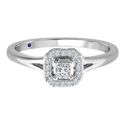 Diamond and Blue Sapphire Promise Ring in 10K White Gold (1/7 ct. tw.)