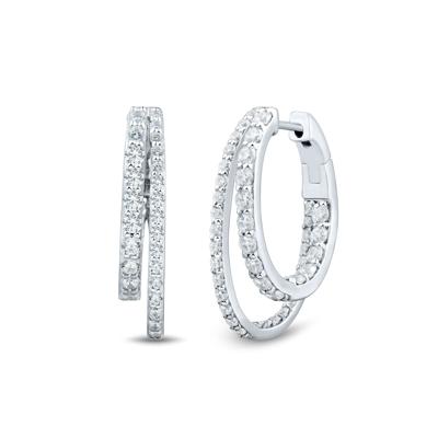 Lab Grown Diamond Double Oval Inside Out Hoops in 10K White Gold (2 ct. tw.)