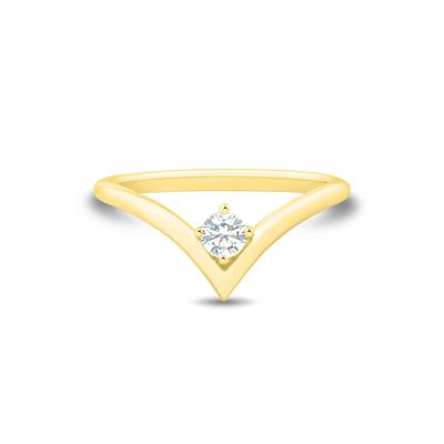 Lab Grown Diamond Chevron Solitaire Ring in 10K Yellow Gold (1/7 ct. tw.)