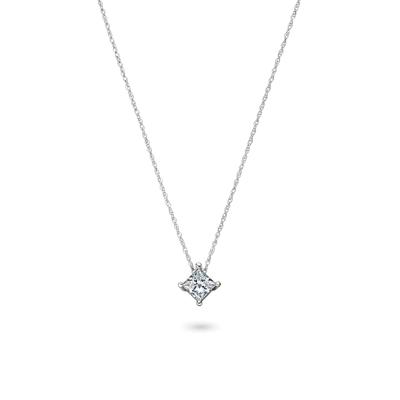 Lab Grown Diamond Princess-Cut Solitaire Pendant in 14K White Gold (1/2 ct. tw.)