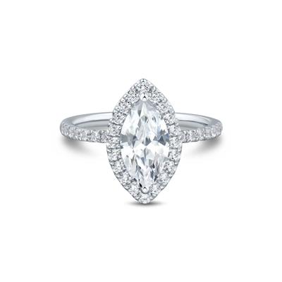 Lab Grown Diamond Marquise-Cut Halo Engagement Ring in 14K White Gold (2 ct. tw.)