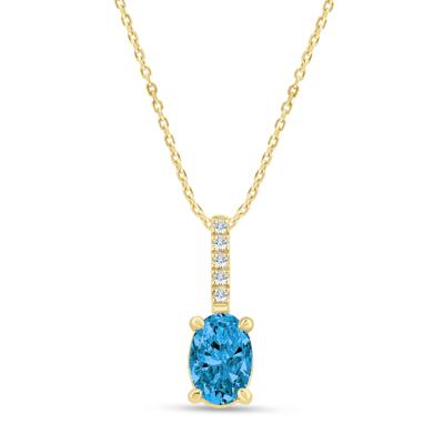 Lab Grown Blue Diamond Drop Necklace in 14K Yellow Gold (1 ct. tw.)