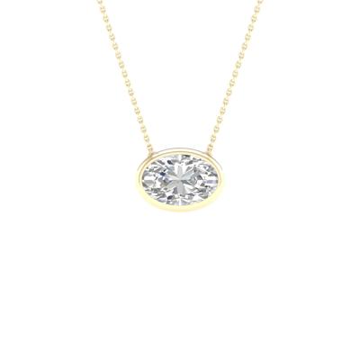 Lab Grown Diamond Oval-Shaped Solitaire Bezel Pendant in 10K Yellow Gold (1 ct. tw.)