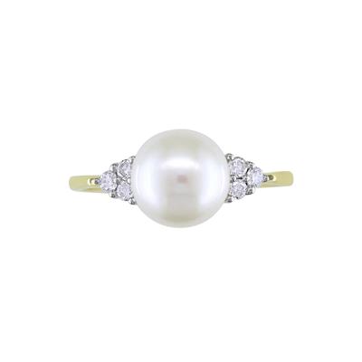 Freshwater Pearl & 1/8 ct. tw. Diamond Ring in 10K Yellow Gold