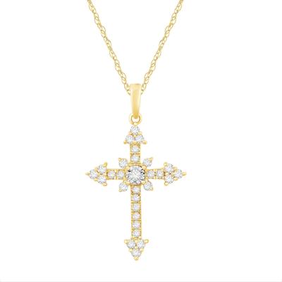 Diamond Cross Pendant in 10K Yellow Gold (1/4 ct. tw.)