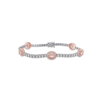 Morganite & Diamond Tennis Bracelet in 14K White & Rose Gold (2 ct. tw.)