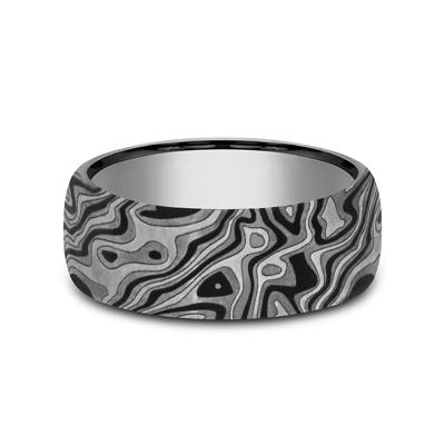 Men’s Tantalum Wedding Band with Mokume Pattern, 7.5MM
