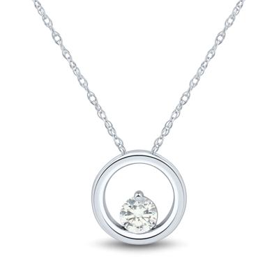 Lab Grown Diamond Open Circle Necklace in 14K White Gold (1/4 ct. tw.)