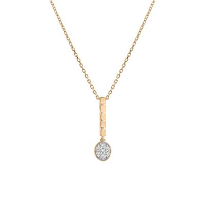 Diamond Oval Cluster Ribbed Drop Pendant in Vermeil (1/10 ct. tw.)