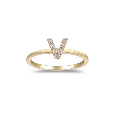 Diamond Accent "V" Initial Ring in 10K Yellow Gold