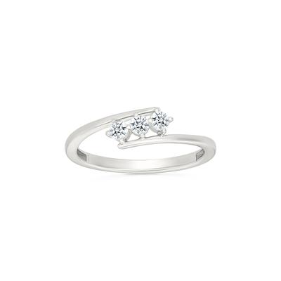 Diamond Three-Stone Bypass Ring in 10K White Gold (1/5 ct. tw.)