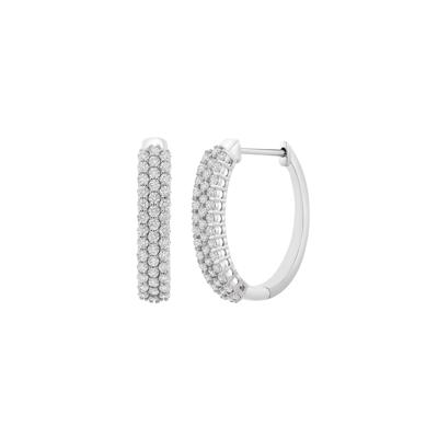 Diamond Hoop Earrings with Three-Row Setting in 10K White Gold (1 ct. tw.)