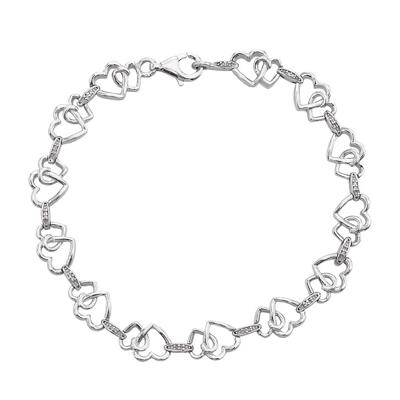 Diamond Heart Bracelet in Sterling Silver