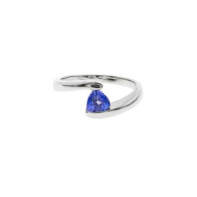 Tanzanite Triangle Bypass Ring in Sterling Silver