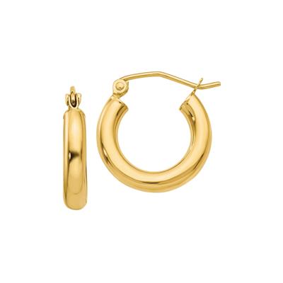 Polished Tube Hoop Earrings in 14K Yellow Gold, 3MM