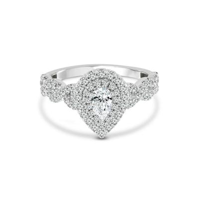 Lab Grown Diamond Pear-Shaped Engagement Ring in 10K White Gold (1 ct. tw.)