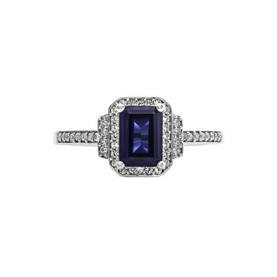 Sapphire & 1/5 ct. tw. Diamond Ring in 10K White Gold