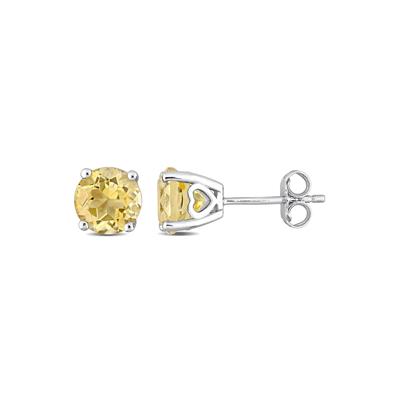 Citrine Stud Earrings with Heart Baskets in Sterling Silver