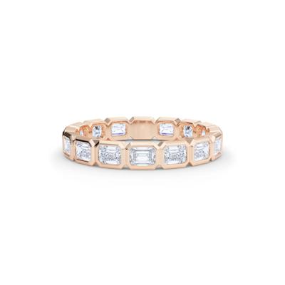 Lab Grown Diamond Bezel-Set Emerald-Cut True Eternity Band in 14K Rose Gold