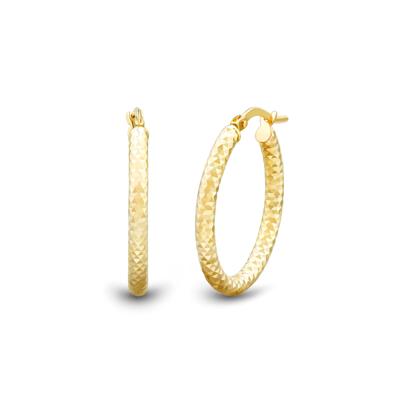 Textured Oval Hoops in 14K Yellow Gold