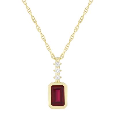 Lab-Created Ruby and Diamond Accent Pendant in 10K Yellow Gold