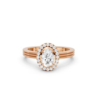 Diamond Oval Halo Engagement Ring in 14K Rose Gold (5/8 ct. tw.)