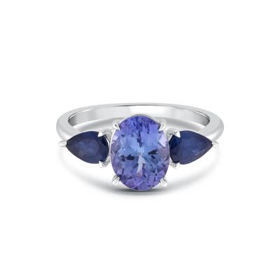 Blue Tanzanite and Blue Sapphire Ring in 10K White Gold