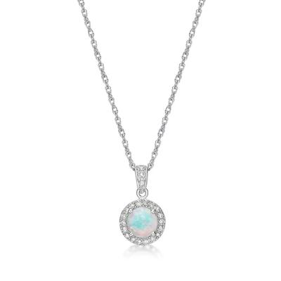 Opal & 1/10 ct. tw. Diamond Pendant in Sterling Silver