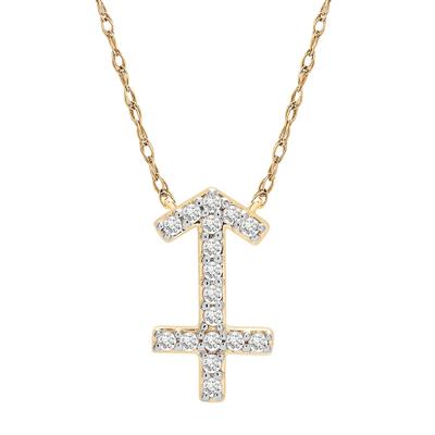 Sagittarius Zodiac Necklace with Diamonds in 10K Yellow Gold (1/10 ct. tw.)