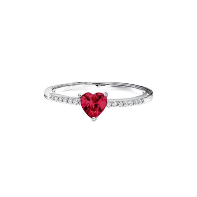 Lab Created Ruby & Lab Created White Sapphire Heart Stack Ring in Sterling Silver