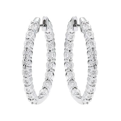 1/4 ct. tw. Diamond Hoop Earrings in Sterling Silver