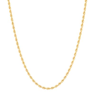 Heavy Hollow Glitter Rope Chain in 14K Yellow Gold, 22"