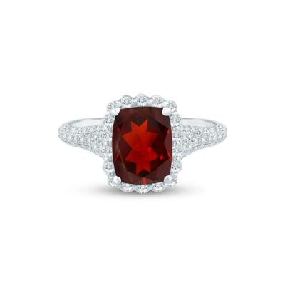 Trista Garnet and Diamond Engagement Ring in 14K White and Yellow Gold (5/8 ct. tw.)