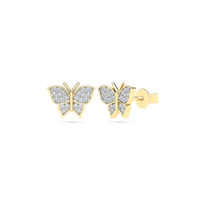Diamond Accent Butterfly Earrings in 14K Yellow Gold
