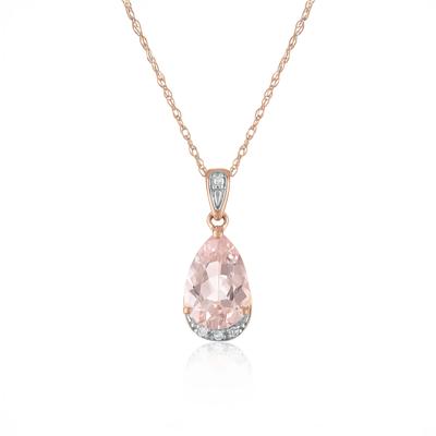 Pear Morganite and Diamond Accent Pendant in 10K Rose Gold