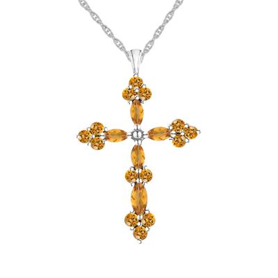 Citrine Cross Pendant in Sterling Silver