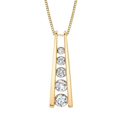 Diamond Journey Pendant with Ladder Design in 14K Yellow Gold (1/2 ct. tw.)