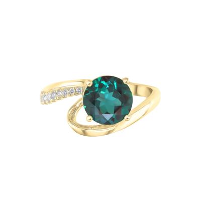 Lab-Created Alexandrite and Diamond Ring in 10K Yellow Gold