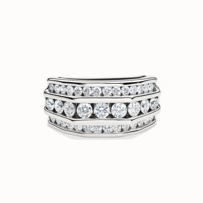 Men’s Lab Grown Diamond Wedding Band with Three-Row Setting in 10K White Gold (2 ct. tw.)