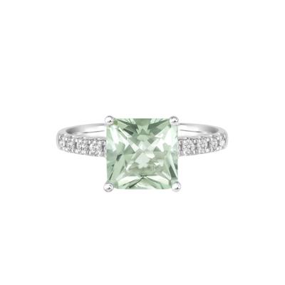 Radiant-Cut Green Amethyst and Diamond Ring in 14K White Gold (1/3 ct. tw.)