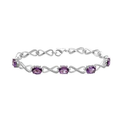 Amethyst & Lab Created White Sapphire Infinity Bracelet in Sterling Silver