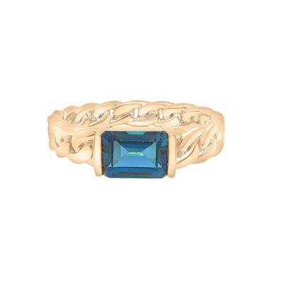 London Blue Topaz Curb Link Ring in Vermeil