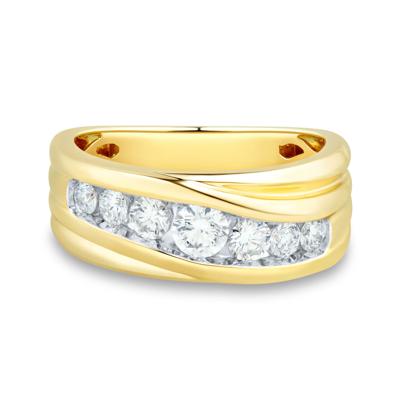 Men's Lab Grown Diamond Slant Band in 10K Yellow Gold (1 ct. tw.)