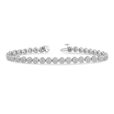 Lab Grown Diamond Cluster Bracelet in 10K White Gold (3 ct. tw.)
