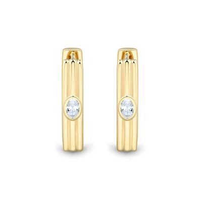 Lab Grown Diamond Rectangle Three-Row Hoop Earrings in Vermeil (1/5 ct. tw.)