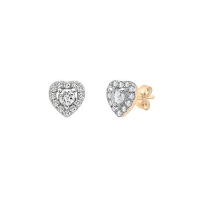 Diamond Heart Halo Earrings in 14K Yellow Gold (1/4 ct. tw.)
