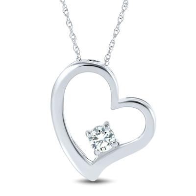 Lab Grown Diamond Heart Pendant in 10K White Gold (1/5 ct. tw.)