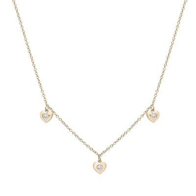 Diamond Bezel Heart Station Necklace in 10K Yellow Gold (1/10 ct. tw.)