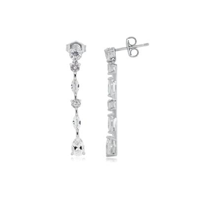 Lab Created White Sapphire Drop Earrings in Sterling Silver
